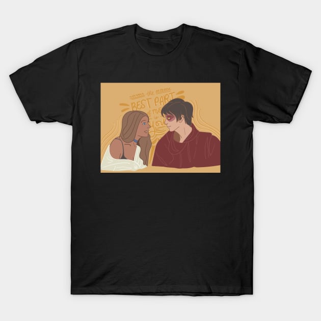 Modern Zutara print with "Best Part of Me" calligraphy T-Shirt by jacqstoned